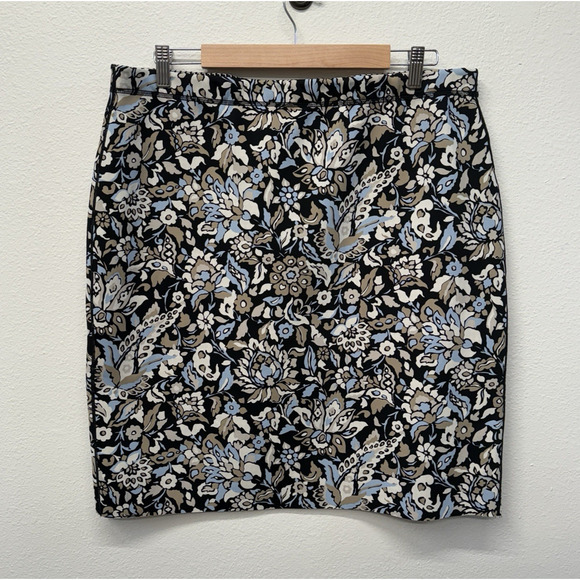 J. McLaughlin Halle Skirt Womens Size XL Reversible Stretch Floral Houndstooth - Picture 1 of 7